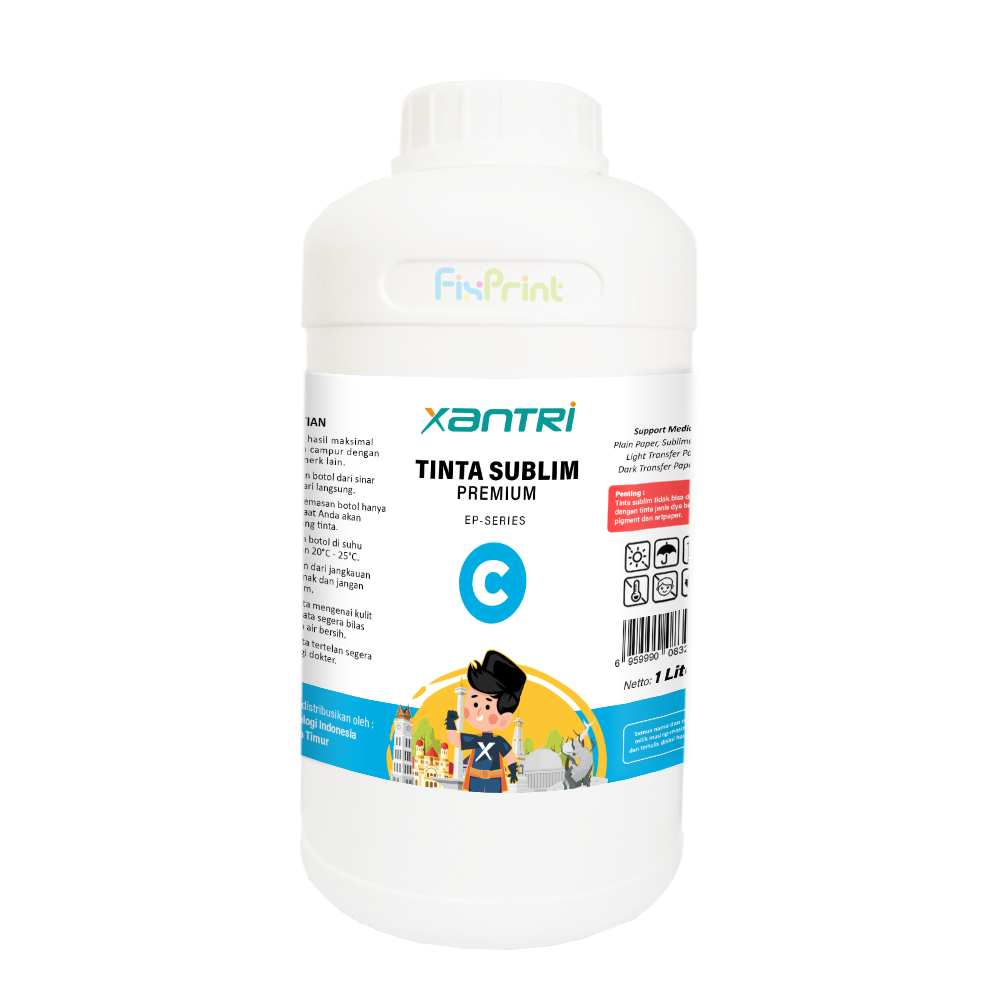 Tinta Xantri Sublim Cyan 1 Liter, Tinta Sublime Printer EP L121 L110 L120 L210 L220 L310 L350 L355 L360 L365 L380 L380 L385 L550 L555 L565 L650 L800 L805 L850 L1110 L1210 L1216 L1250 L1256 L3110 L3150 L3156 L3210 L3216 L3250 L3251 L3256 L5190 L5290 L5296